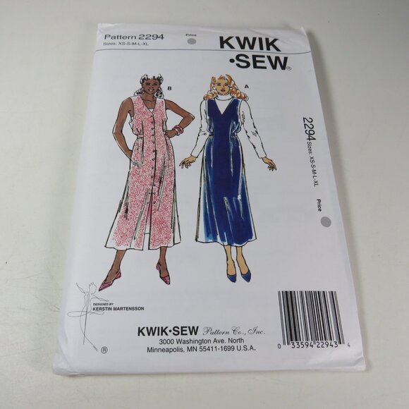 Kwik Sew 2294 Sewing Pattern UNCUT Dress, Jumper (button down front) - Picture 1 of 5